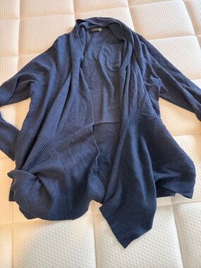 Verve Ami Navy Open-Front Ribbed Cardigan